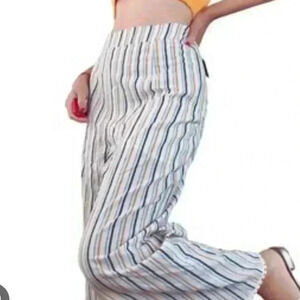 Paper crane cotton striped pants